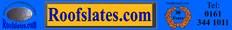 Roof Slates Information Banner. Telephone and  address.